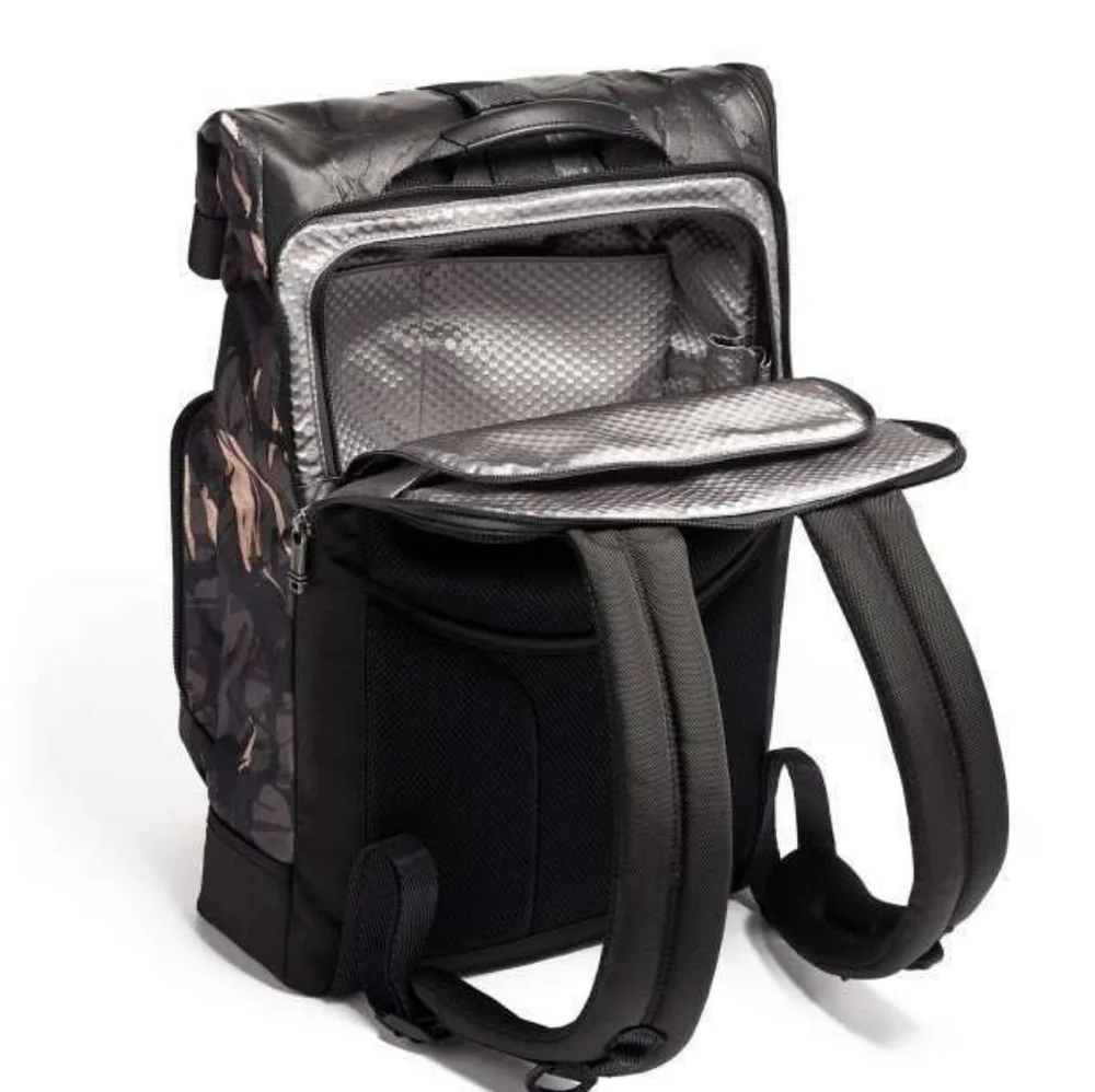 NWOT TUMI ALPHA BRAVO LONDON ROLL-TOP GRAY HIGHLANDS CAMOUFLAGE NYLON BACKPACK